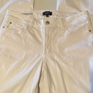 NYDJ size 10, Marilyn straight white jeans